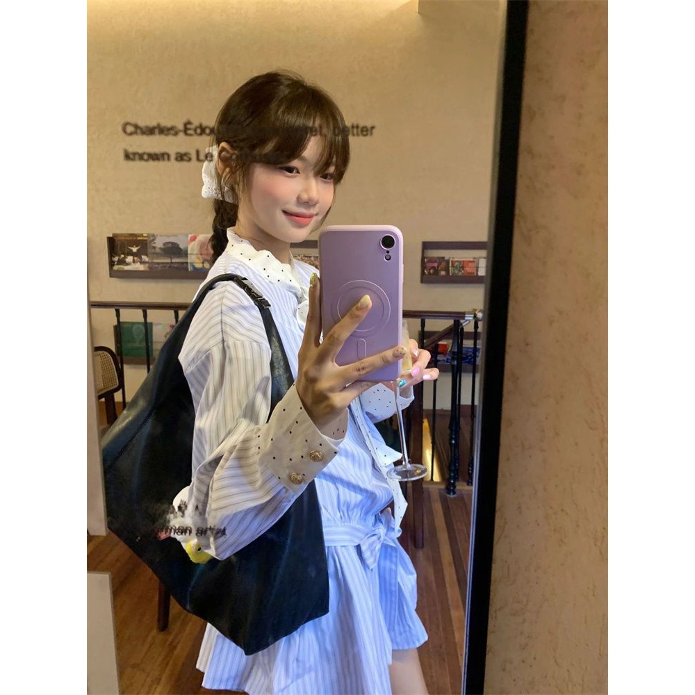 Korean Style A Line Shirt Dress - فستان قميص نسائي كوري أنيق بنمط