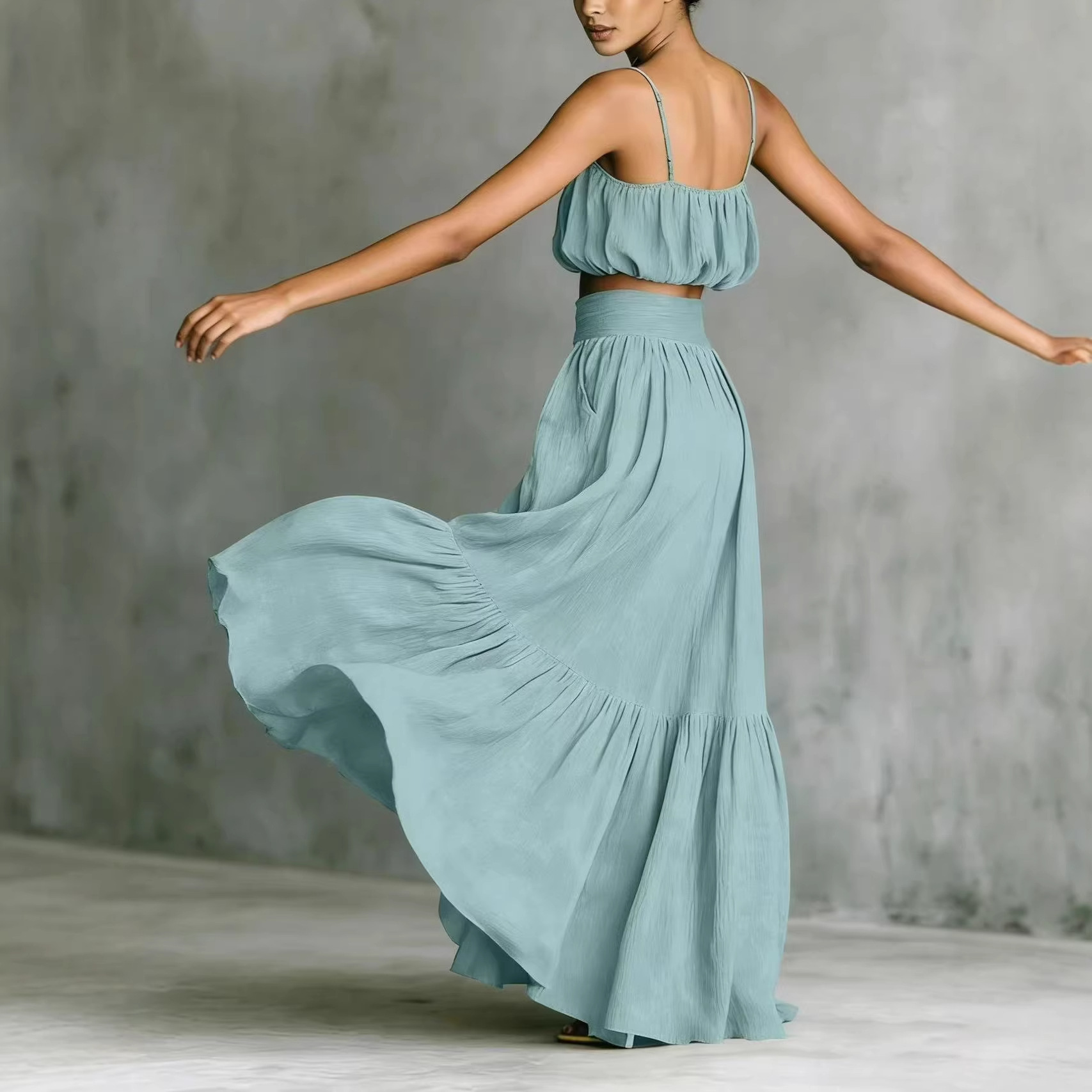 طقم صيفي نسائي من قطعتين: توب  - مراجعة Boho Summer Beach Maxi Dress وسعره