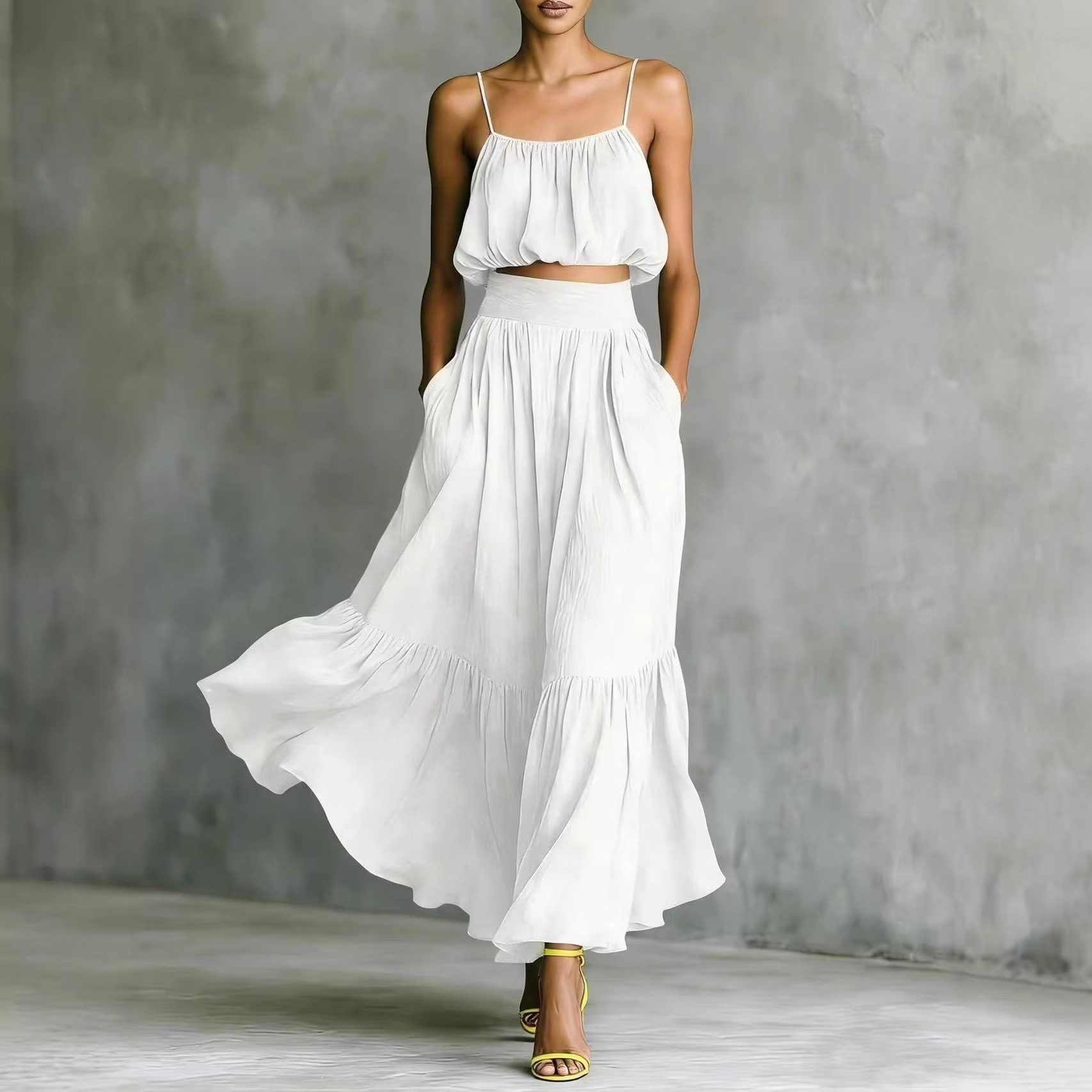 طقم صيفي نسائي من قطعتين: توب  - مراجعة Boho Summer Beach Maxi Dress وسعره