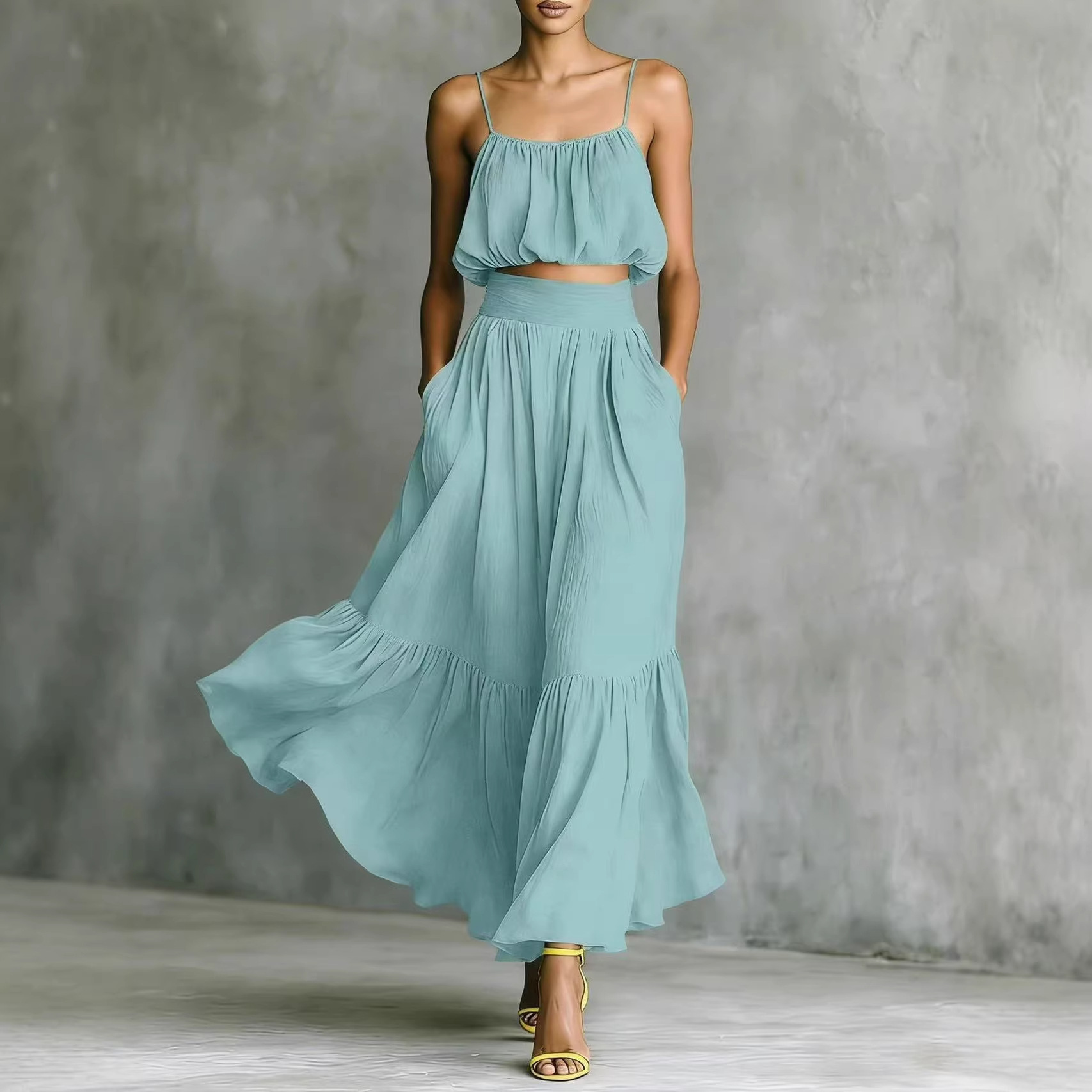طقم صيفي نسائي من قطعتين: توب  - مراجعة Boho Summer Beach Maxi Dress وسعره