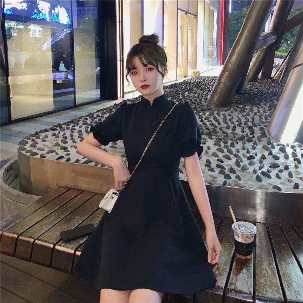 فستان تشيونغسام معدل للنساء بأ - مراجعة French Vintage Floral Midi Dress وسعره