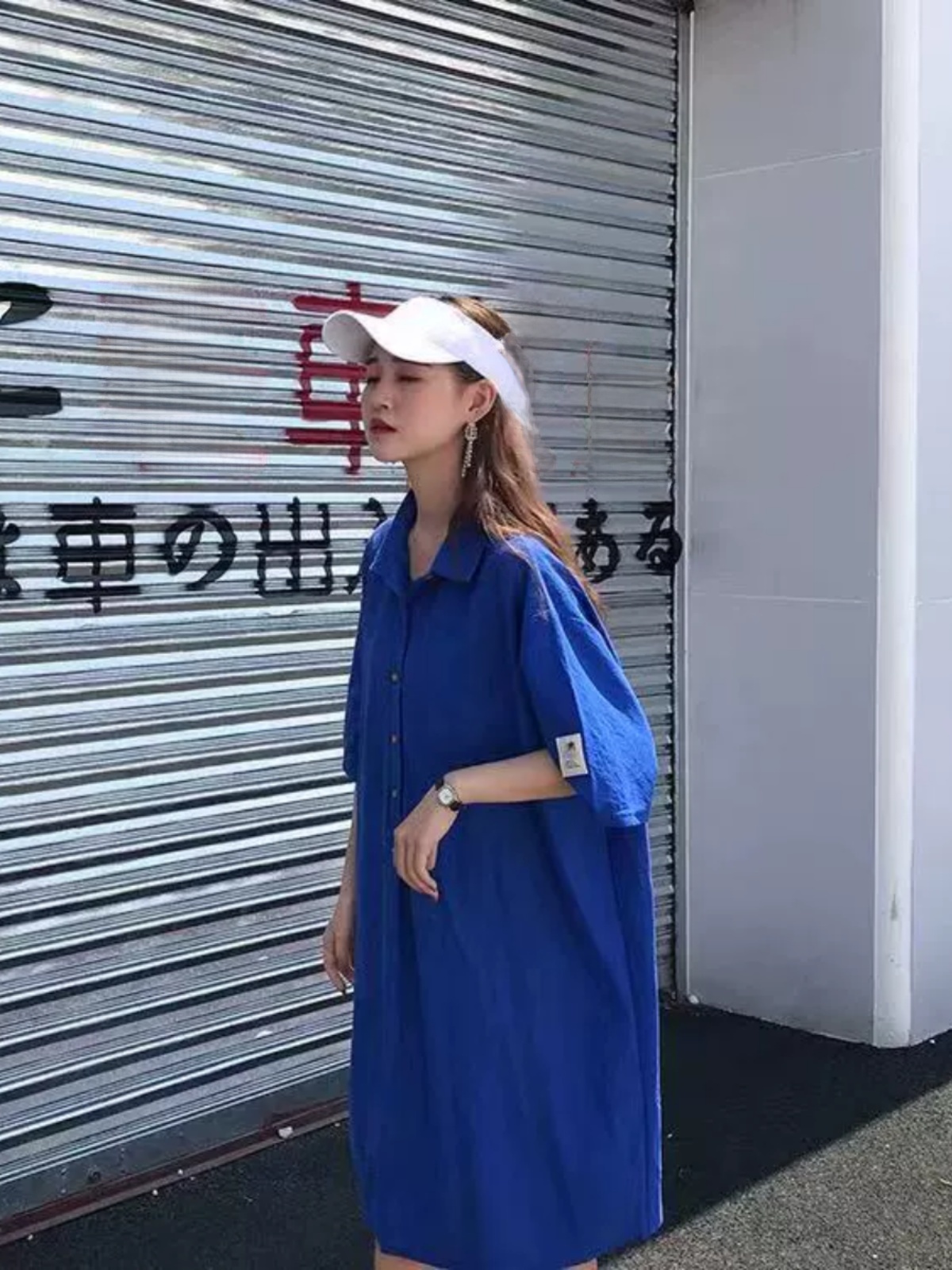 فستان قميص نسائي صيفي مقاس كبي - مراجعة Korean Style A Line Shirt Dress وسعره