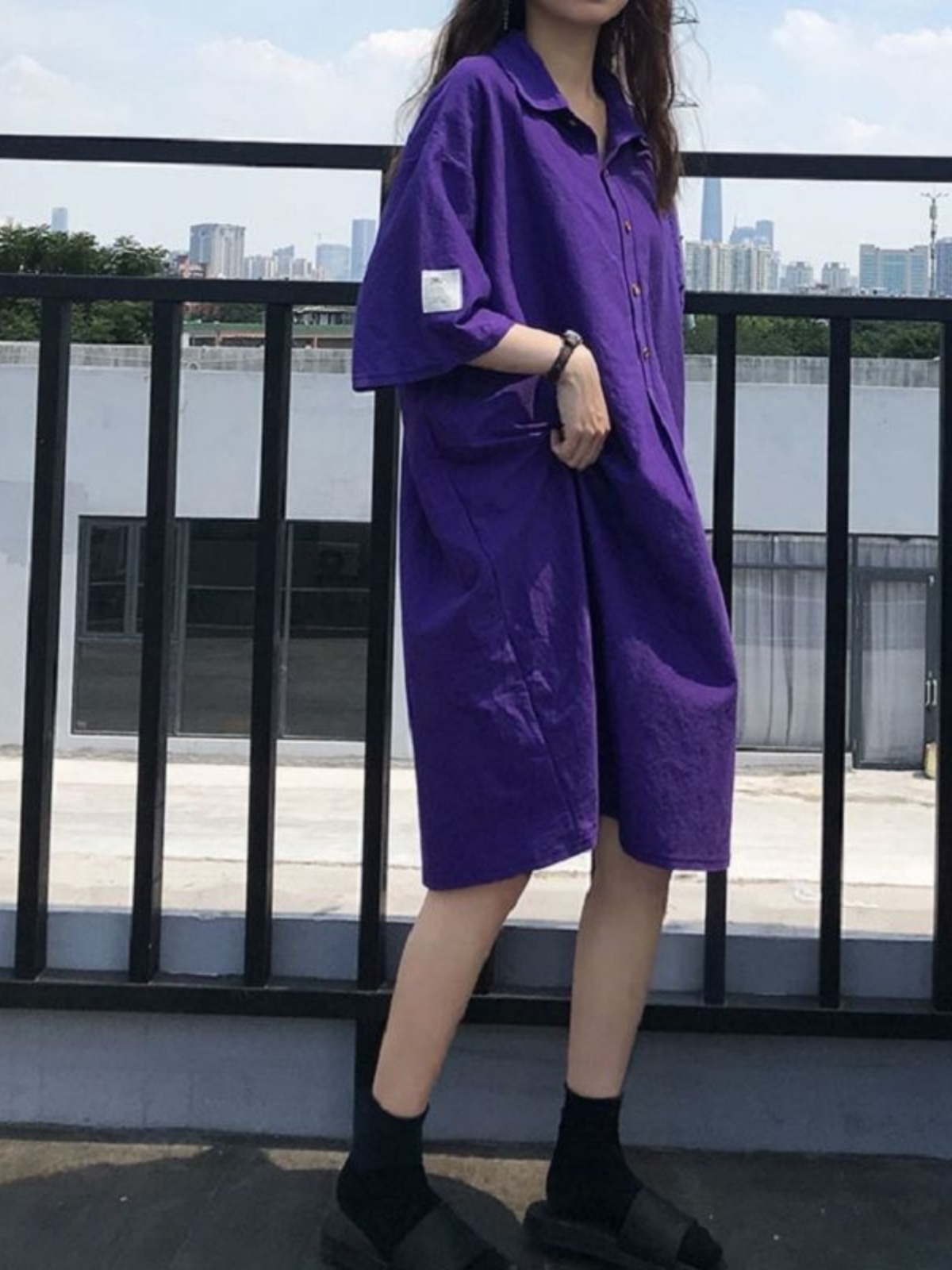 فستان قميص نسائي صيفي مقاس كبي - مراجعة Korean Style A Line Shirt Dress وسعره