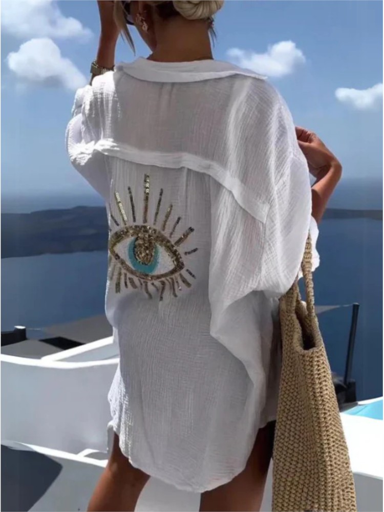 فستان قميص نسائي صيفي كاجوال ب - مراجعة Casual Loose Linen Shirt Dress وسعره