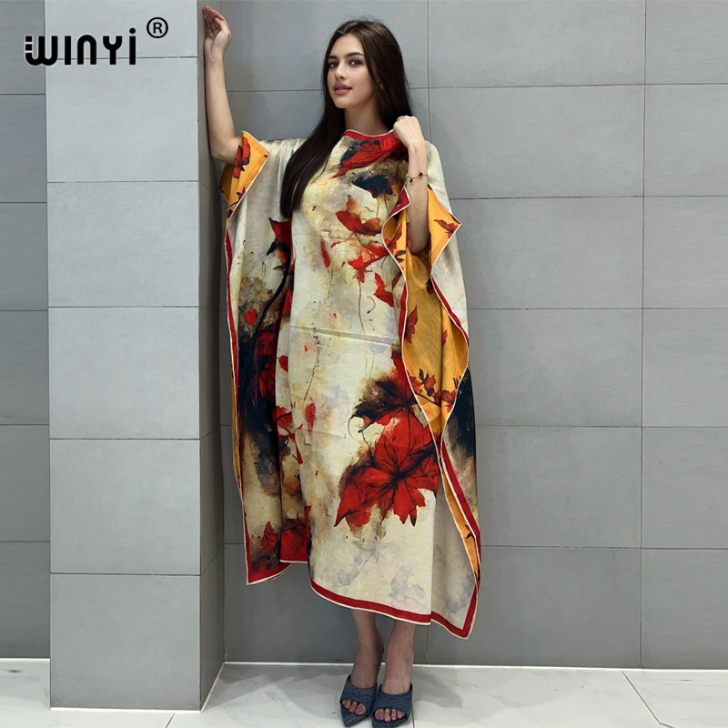 فستان شاطئ أنيق مطبوع من ويني  - مراجعة Boho Summer Beach Maxi Dress وسعره