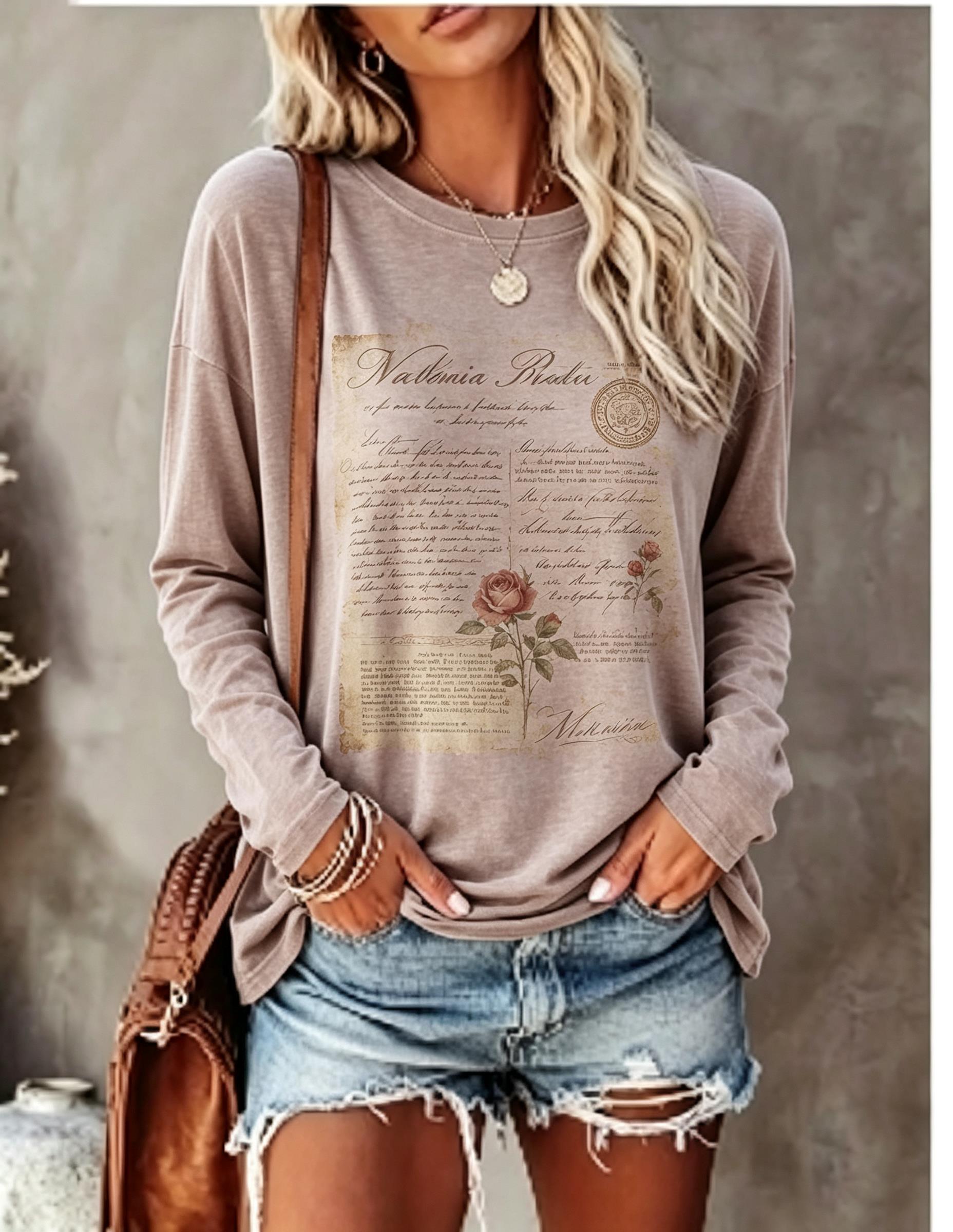 تي شيرت نسائي بأكمام طويلة، بت - مراجعة Blouses وسعره